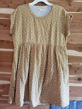 Women's Mustard Midi Dress with Gathered Waist